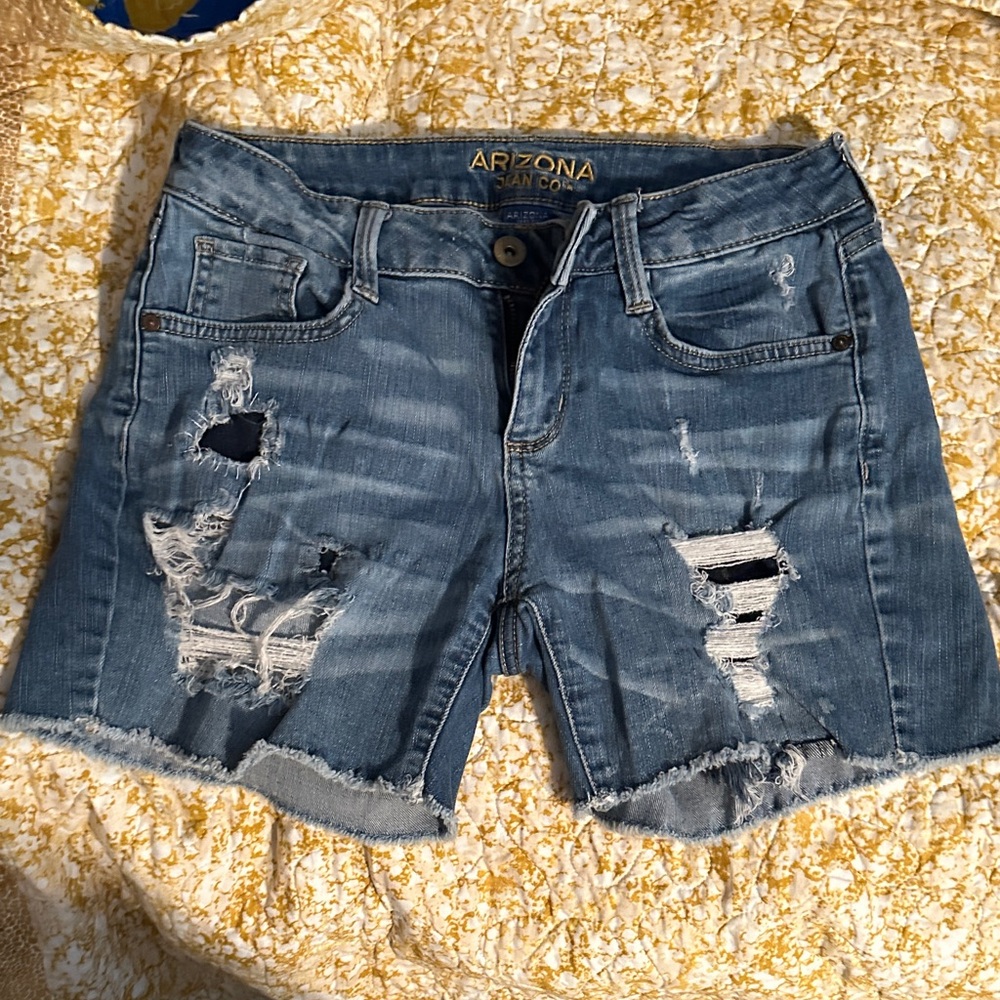 Arizona Jean Company Women's Ripped Blue Jean Shorts